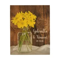 Mason Jar and Yellow Daisies Country Barn Wedding Wood Wall Decor