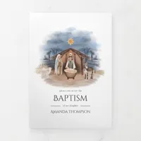 Religious Christmas Nativity Birth Jesus Photo Tri-Fold Card