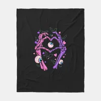 Heart Skeleton Hands - Halloween Pastel Goth Eyeba Fleece Blanket
