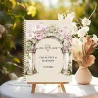 Guest book wedding mr mrs heart pink florals arch