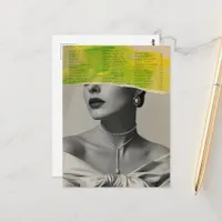 Torn Face Elegant Clothing Mixed Media Collage Postcard