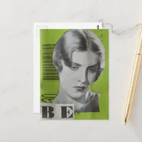 Retro Woman Be Mixed Media Collage Postcard