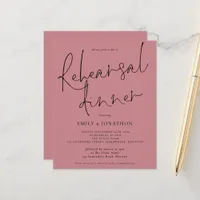 Budget Wedding Rehearsal Dinner Dusty Rose Invite