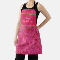 Fuchsia colored poinsettias, floral pattern custom apron