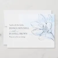 Minimalist Floral Dusty Blue Romantic Wedding  Invitation