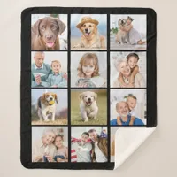 Simple 12 Photo Collage Family Friends Pets Sherpa Blanket