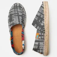 Gray Abstract Tribal Pattern Slip-on Espadrilles