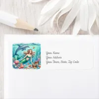 Coastal Under the Sea Mermaid Ocean  Label