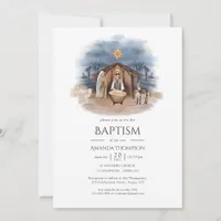 Religious Christmas Nativity Baptism Invitation