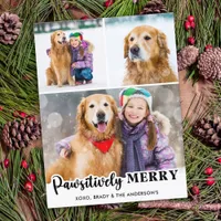 Pawsitively Merry Personalized 3 Photo Dog Lover Holiday Postcard