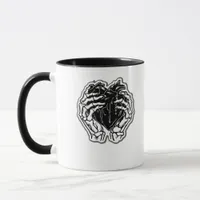 Skeleton Heart Hands Funny Playful Mood Mug