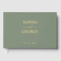 Elegant Modern Sage Wedding Foil Guest Book