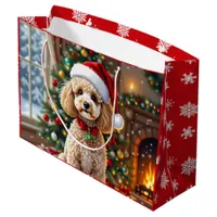 A Cute Festive Poodle Christmas   Large Gift Bag
