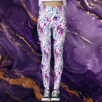 Purple Floral Watercolor  Leggings