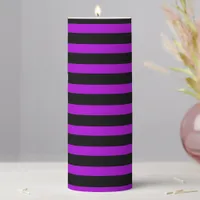 Purple & Black Stripes | Pillar Candle
