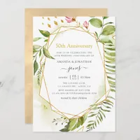 Geometric Crystal Golden 50th Wedding Anniversary Invitation