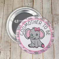 Pink Elephant Godmother To Be Baby Shower Button