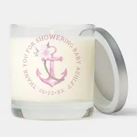 Nautical Baby Shower Scented Candle | Pink Anchor 