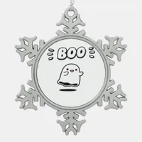 Little Boo Minimal Style Snowflake Pewter Christmas Ornament