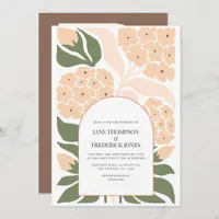 Peach Mist Abstract Floral Modern Spring Wedding Invitation