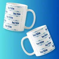 He Him Shades of Blue Filigree  Coffee Mug