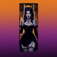 Black and Purple Witch with Candelabra Halloween Wine Gift Bag