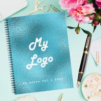 Custom logo image business blue notebook