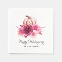 Burgundy and Blush Floral Thanksgiving Party Napkins