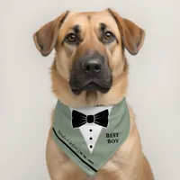 Sage Green Pet Tuxedo Couple Names Wedding Date Pet Bandana Collar