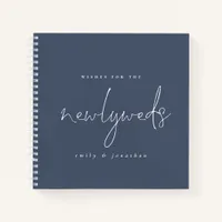 Script Dusty Blue Newlyweds Wedding Guest Book