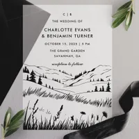 Black Mountain Landscape Wedding Vellum Invitations