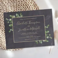 Rustic Chalkboard Eucalyptus Foliage Greenery Save Invitation Postcard
