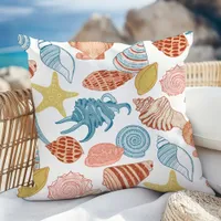 Colorful Seashells Beach Summer Outdoor Pillow