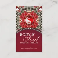 Red Eastern Batik New Age Yin Yang Business Card