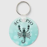 Teal and Black Horoscope Sign Scorpio Keychain