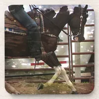 Black and White Western Pinto Grunge Coaster
