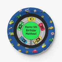 Race Car and Track Themed Boy's Birthday Party Paper Plates
