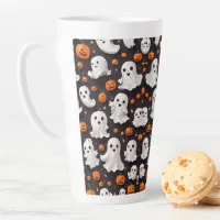 Halloween Ghost and Pumpkin Latte Mug