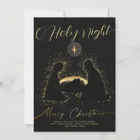 2025 Calendar Black Nativity Manger O Holy Script Holiday Card