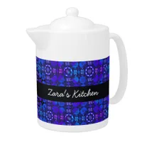 Groovy Boho Retro Aesthetic Blue Purple Hippie Teapot