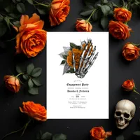 Gothic Skeleton Hand and Rose Engagement Party Invitation