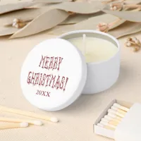 Merry Christmas Red Baubles & Stars Font Soy Wax Mini Candle Favors