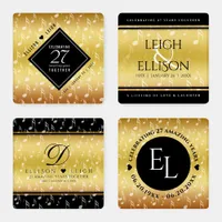 Elegant 27th Music Wedding Anniversary Celebration Coaster Set