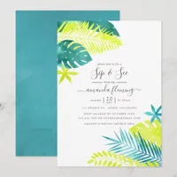 Teal - Turquoise and Lemon Tropical Sip and See Invitation