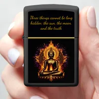 Radiant Buddha surrounded by flames. Generative AI Zippo Lighter