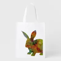 Pretty Watercolor Rabbit Grocery Bag