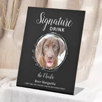Dog Signature Drink Modern Black Pet Wedding Bar Pedestal Sign