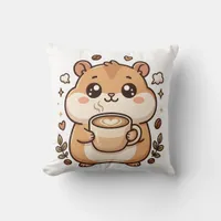 Cute Hamster Latte Heart Kawaii Pillow