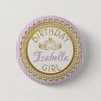 Purple and Gold Birthday Girl Button