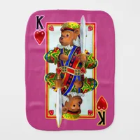 Teddy Bear King of Hearts Baby Burp Cloth